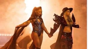 Skye Blue and Julia Hart during an AEW event