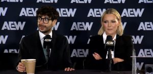 Tony Khan speaks to the media following AEW Dynasty 2026.
