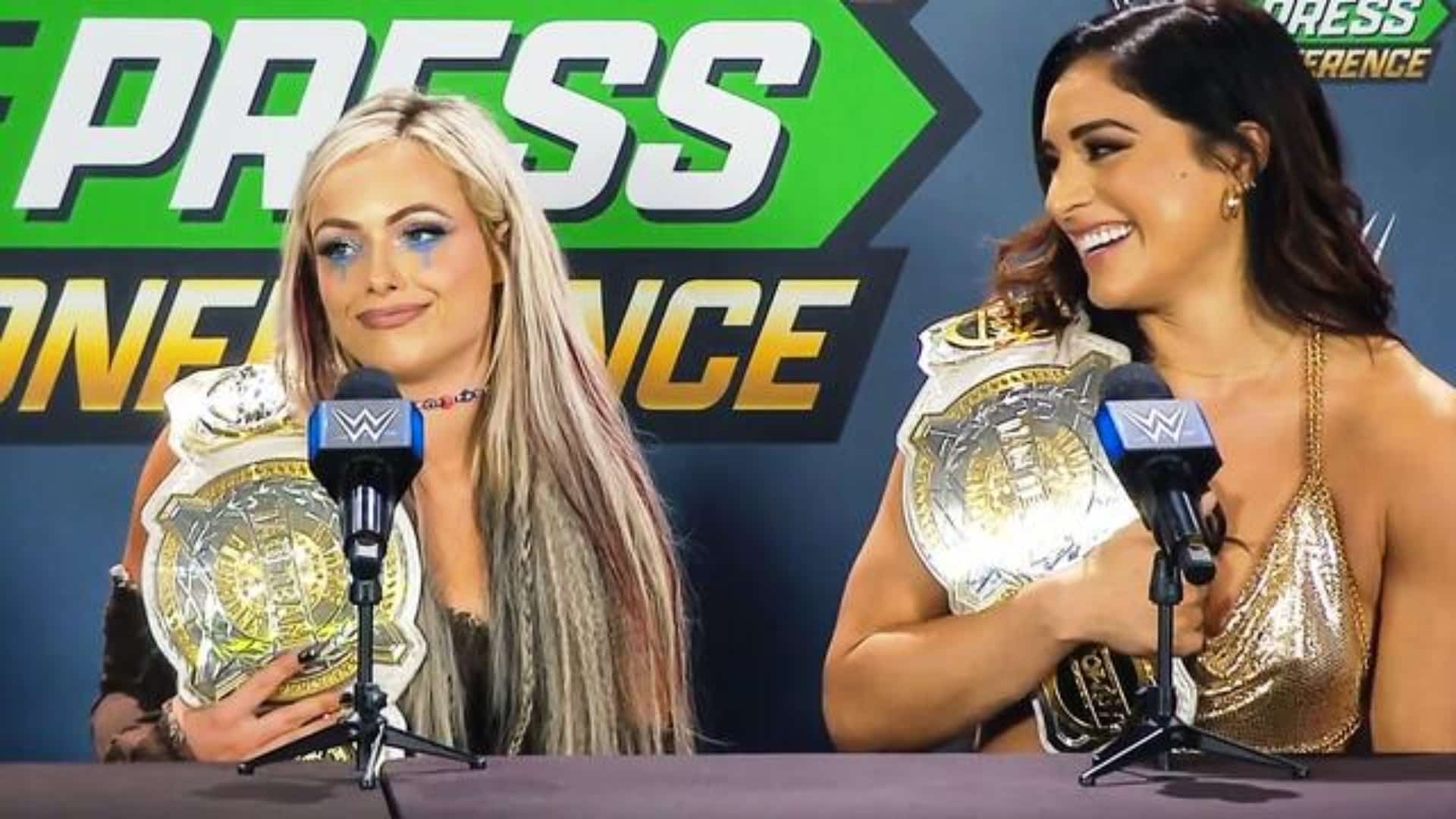 Liv Morgan Raquel Rodriguez WWE Money in the Bank 2023 Press Conference