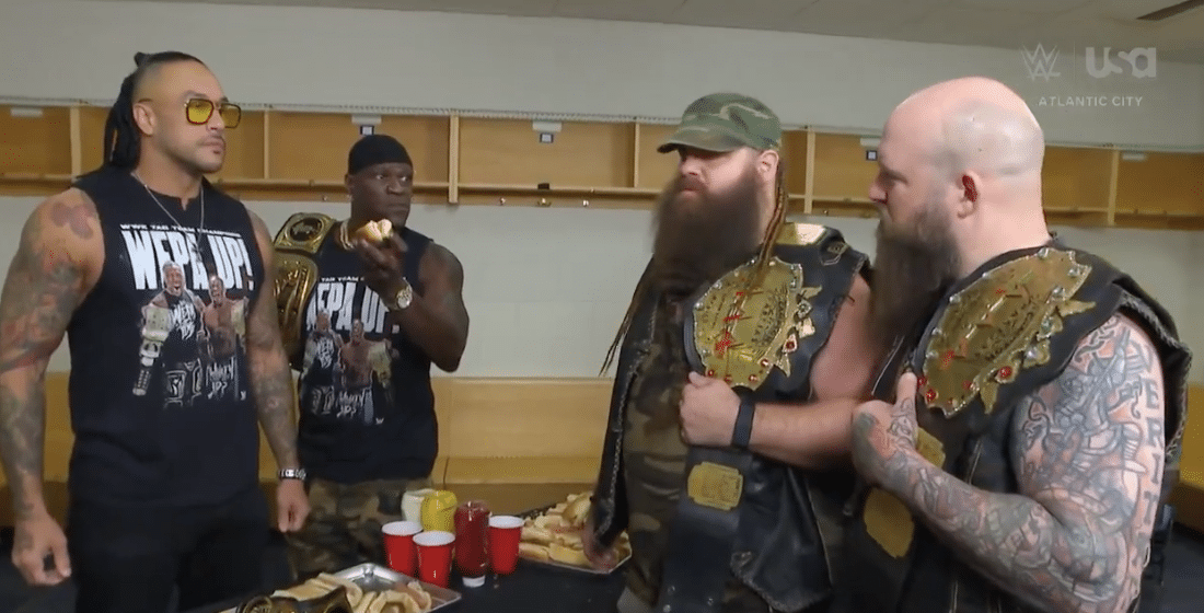 Damian Priest, R-Truth, and the War Raiders